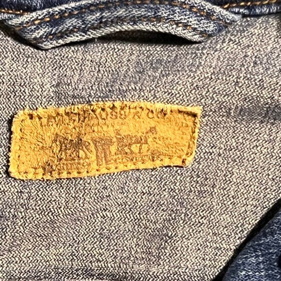 Levi Strauss & Co Women Small‎ Denim Jacket Long Sleeve Button Up Dark Wash (L) - Picture 3 of 6